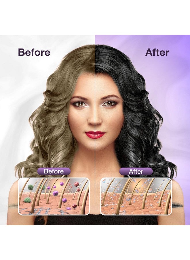 Leorx Black Hair Dye Shampoo, 3 In 1 Black Color Shampoo Hair Dye For Gray Hair Instant Herbal Coloring Shampoo For Women & Men - Shampoo Para Canas Mujer - Image 2