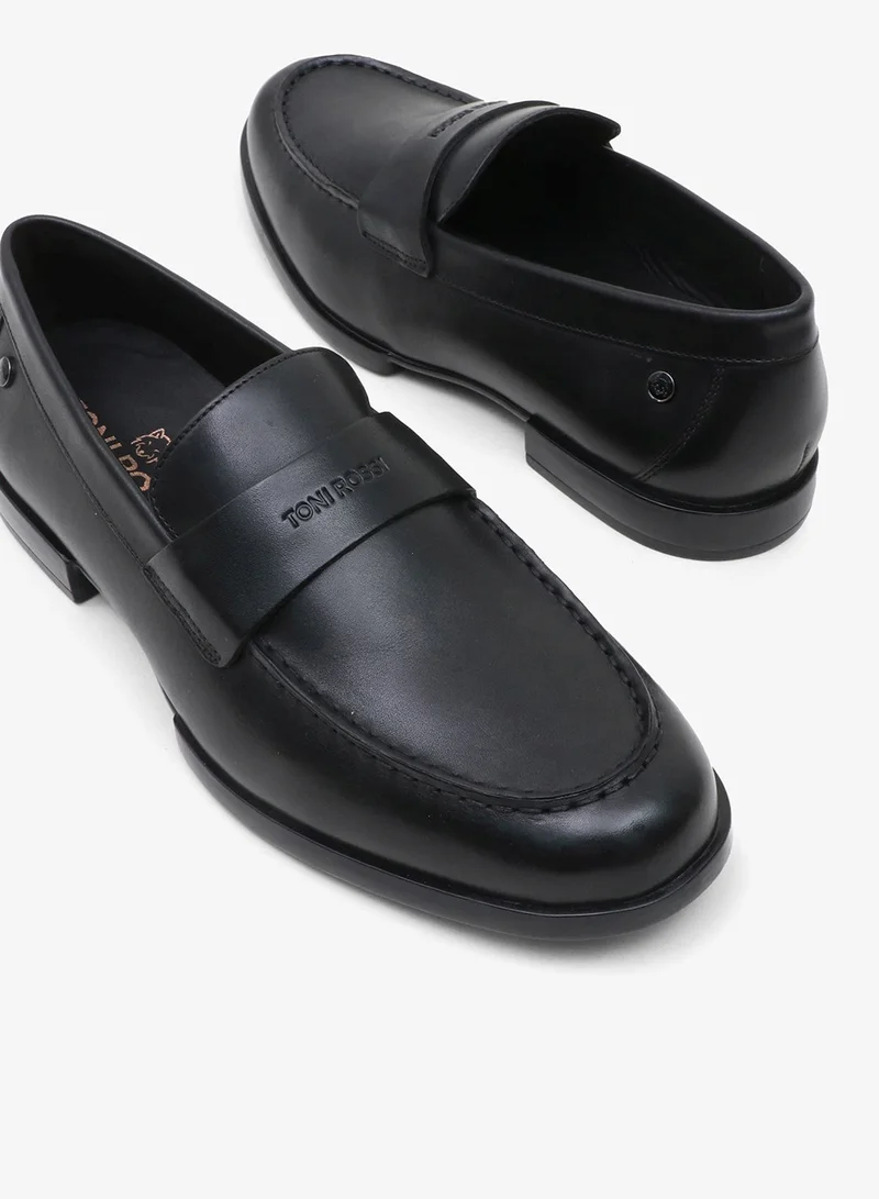 TONI ROSSI Black Button Casual Men’s Leather Loafers for Men | Best Price UAE