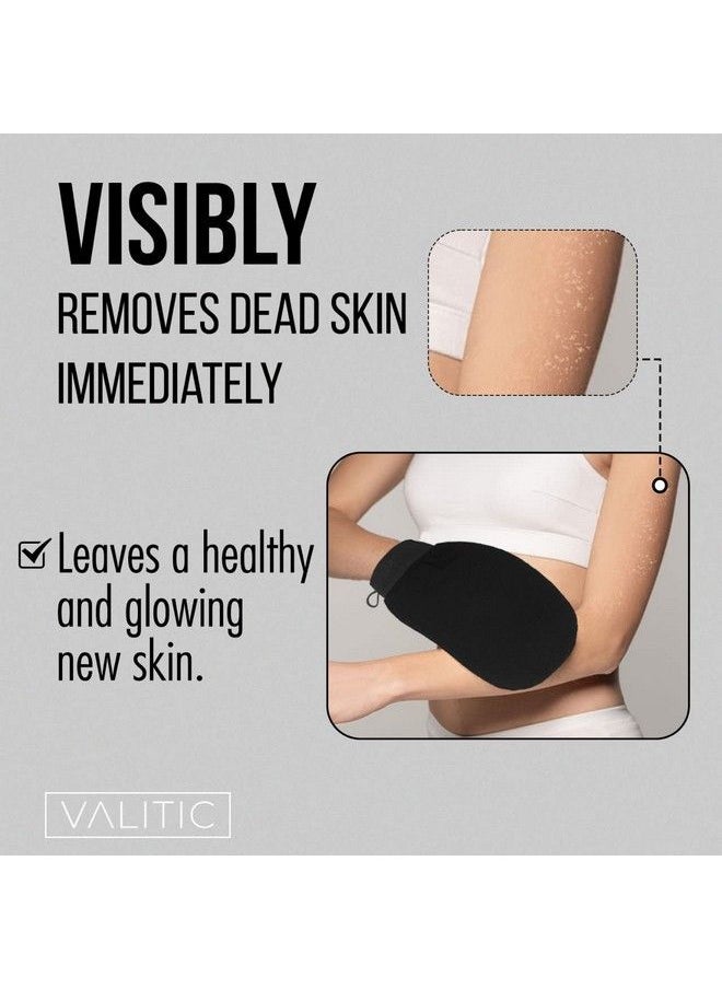 VALITIC Exfoliating Glove Body Scrubber Exfoliator Mitt For Use At Shower Or Bath Exfoliating Body & Face Dead Skin Remover Korean Style Exfoliating Women & Men Washcloth Pair Black  - Image 3
