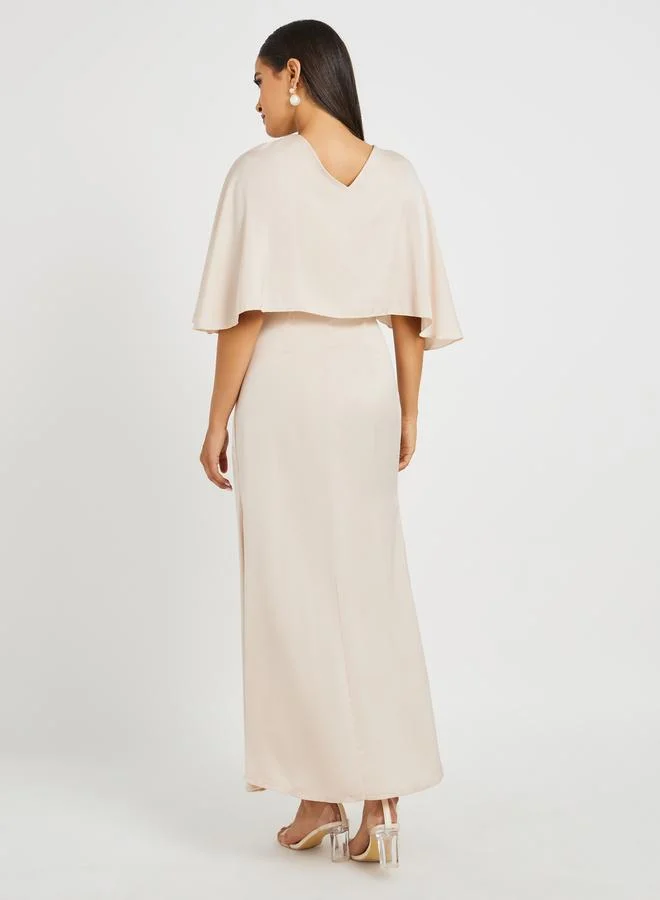 Styli Styli Corsage Detail Flared Sleeves A-Line Maxi Dress