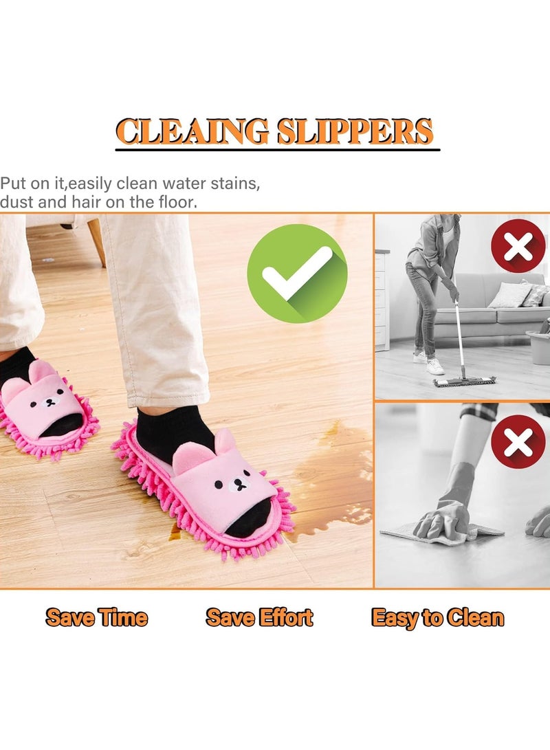 Excefore Cleaning Floor Slippers, Pair Detachable Mop Slippers Shoes Microfiber Chenille Soft Comfortable Dust Dirt Hair Cleaner, Men and Women Washable Unisex Dusting Slippers M - Image 4