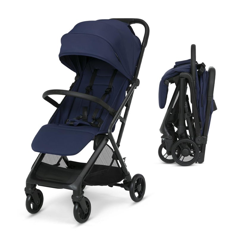 Delta Children Icon Ultra Compact Lightweight Everyday & Travel Stroller - One-Hand Fold - Only 15.6 Pounds - Fits in Overhead Compartments - Greenguard Gold Certified - Multi-Position Recline, Navy - Image 1