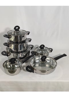 HTH Set of 6 High Quality Stainless Steel Cookware Set Gas Stovetops Compatible for Family Meals Dishwasher Safe  - Image 1