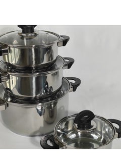 HTH Set of 6 High Quality Stainless Steel Cookware Set Gas Stovetops Compatible for Family Meals Dishwasher Safe  - Image 2