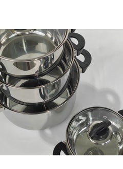 HTH Set of 6 High Quality Stainless Steel Cookware Set Gas Stovetops Compatible for Family Meals Dishwasher Safe  - Image 3