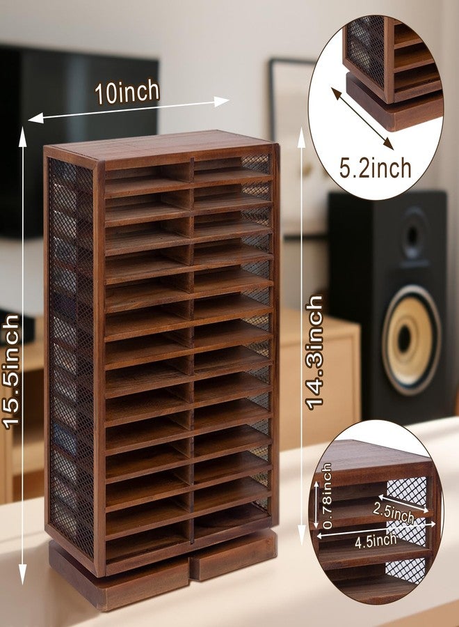WodGod Cassette Tape Storage Box, Wood Cassette Rack, Wooden Cassette Tape Holder 360-Degree Rotatable, 56 Capacity, Double-Sided & Diamond Metal Wire Mesh, the Ideal Gift for Cassette Collectors - Image 2