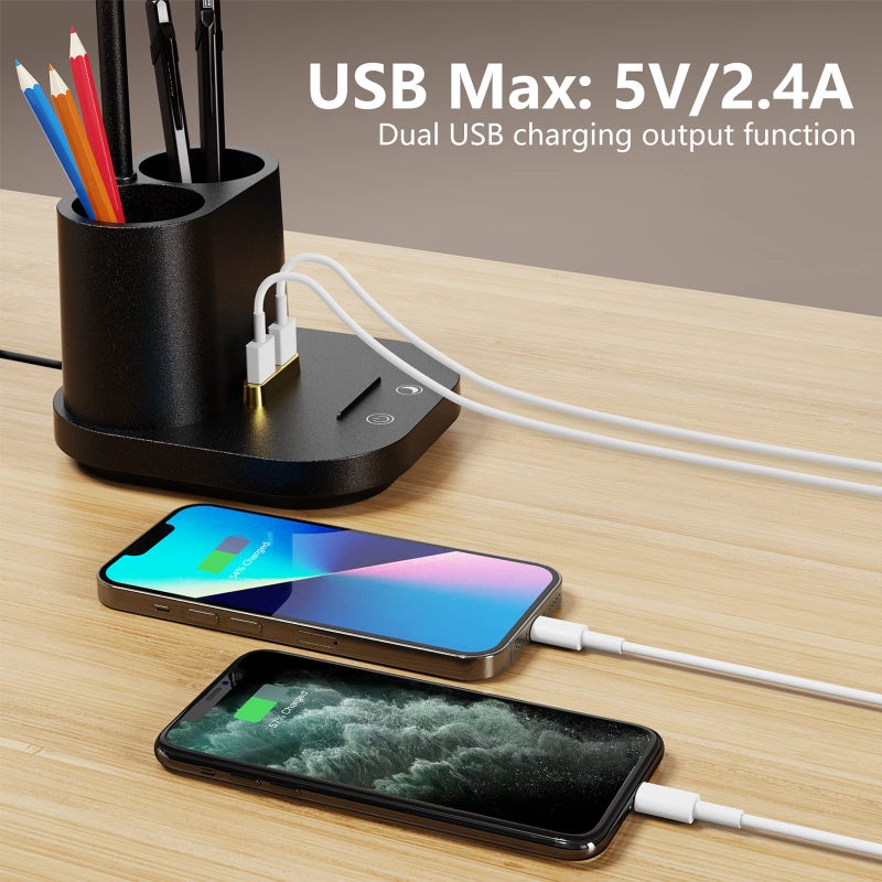 GONDSILY LED Desk Lamp with USB Charging Port Touch Control 3 Color Modes, Stepless Dimming,Eye-Caring LED Table Lamp for Home,Office,Bedroom,Reading,Work,Study,Gooseneck Lamp, 5V, 2.4A - Image 4
