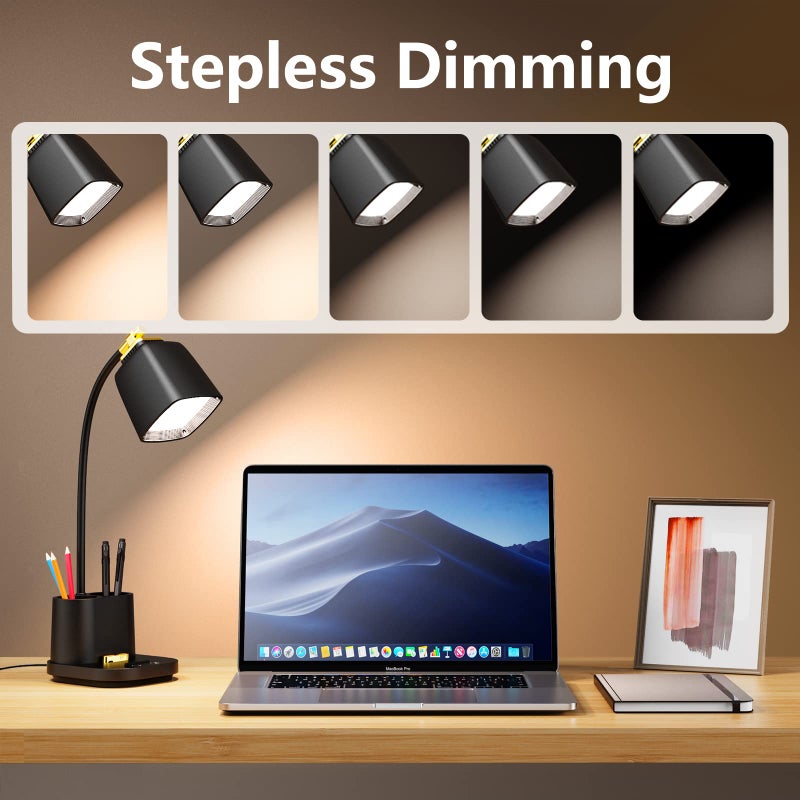 GONDSILY LED Desk Lamp with USB Charging Port Touch Control 3 Color Modes, Stepless Dimming,Eye-Caring LED Table Lamp for Home,Office,Bedroom,Reading,Work,Study,Gooseneck Lamp, 5V, 2.4A - Image 3