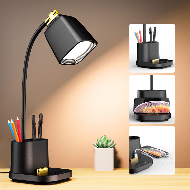 GONDSILY LED Desk Lamp with USB Charging Port Touch Control 3 Color Modes, Stepless Dimming,Eye-Caring LED Table Lamp for Home,Office,Bedroom,Reading,Work,Study,Gooseneck Lamp, 5V, 2.4A - Image 1