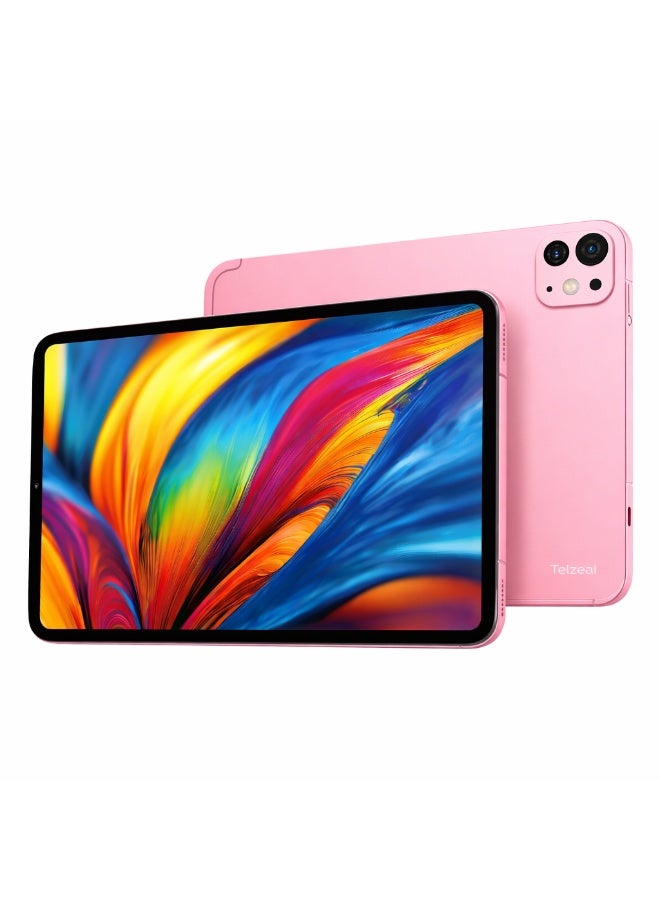 Telzeal P201 11-Inch Tablet (Pink), 12GB RAM + 512GB ROM, 10000mAh Battery, Dual SIM, 8MP+13MP Camera, Android 13, with Keyboard, Mouse & Accessories - Image 1