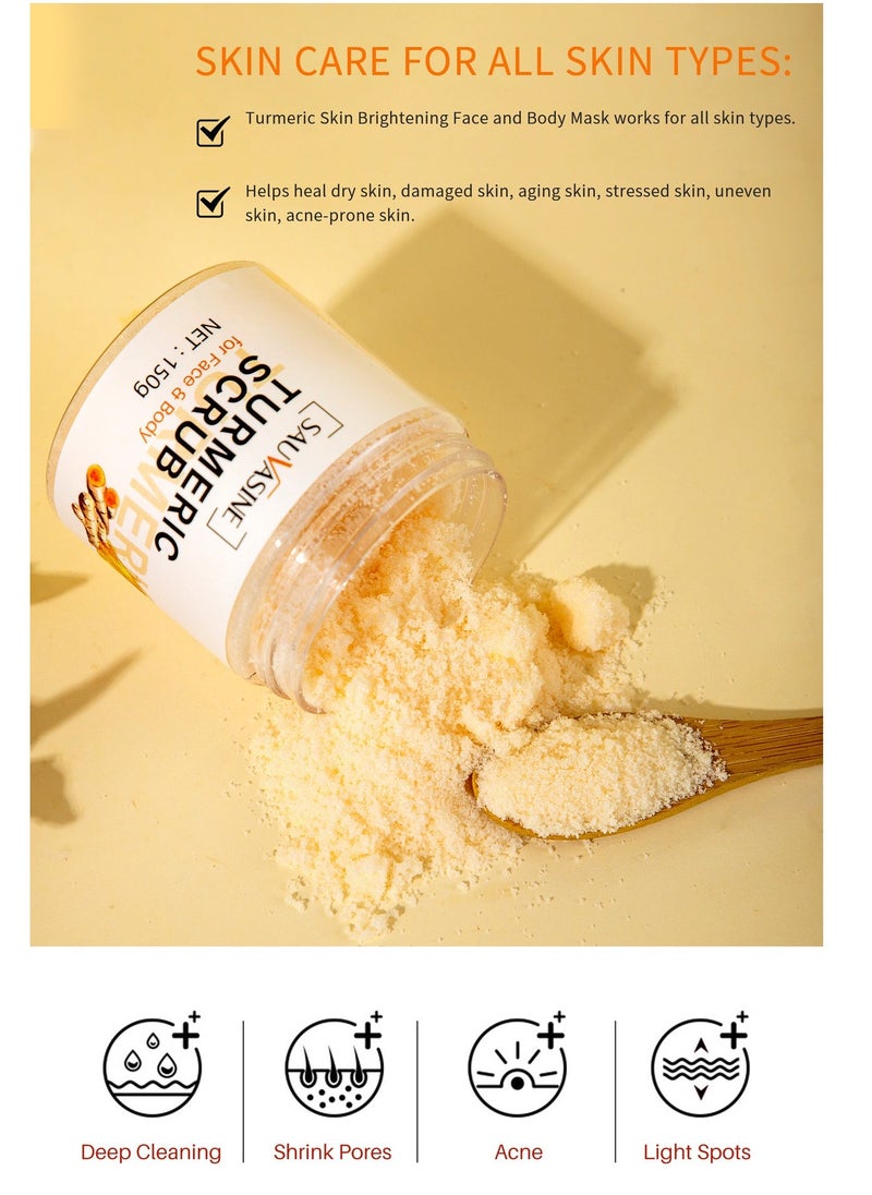 SAUVASINE Turmeric Scrub For Face And Body ,Deep Cleansing,Detoxifying,Face Mask For Healthy,Glowing Skin,150g - Image 5