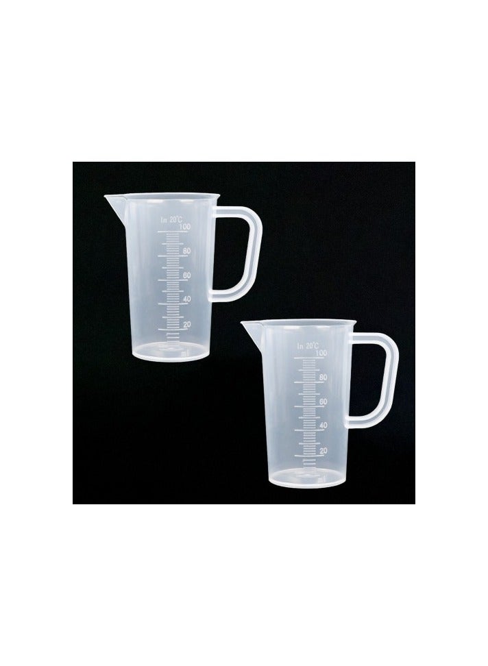 2-Pack 100ml Plastic Measuring Cups with Handle – Transparent Mini Measuring Jug with Conical Spout – Food Grade for Kitchen and Lab Use - Image 1