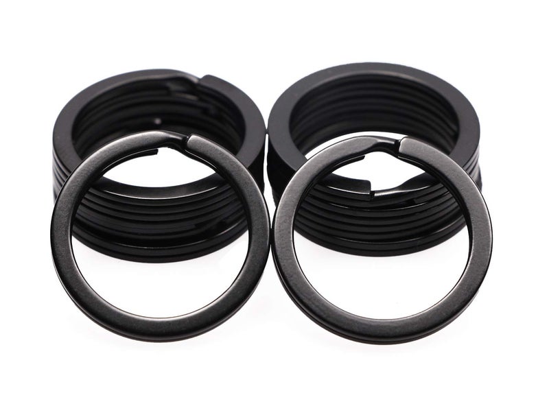 Shapenty 1 Inch/25mm Diameter Metal Flat Split Key Chains Rings for Home Car Keys Attachment (Black,10PCS/Box) - Image 1
