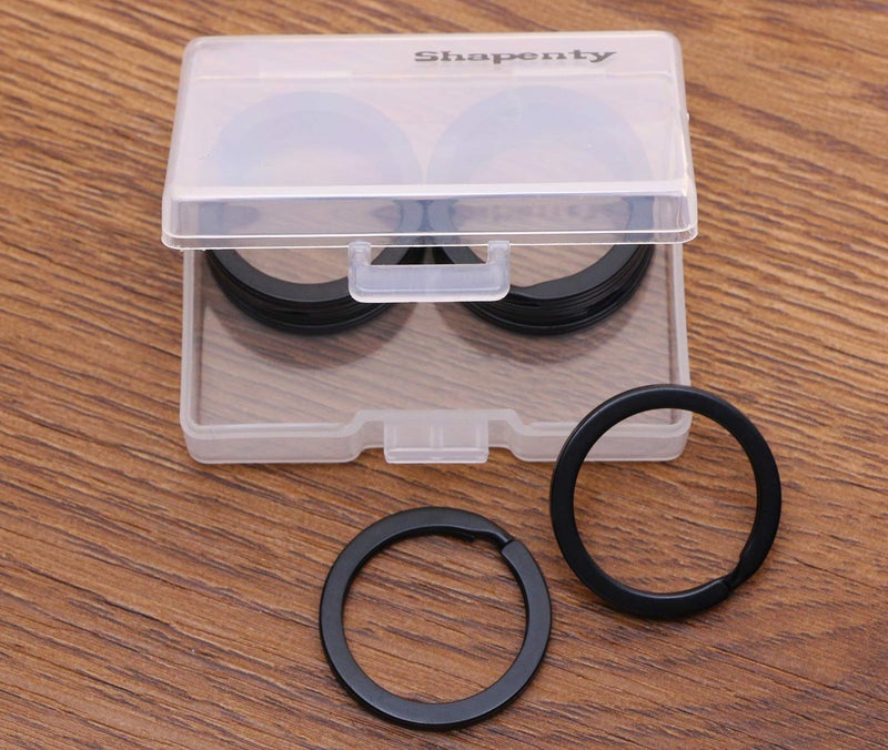 Shapenty 1 Inch/25mm Diameter Metal Flat Split Key Chains Rings for Home Car Keys Attachment (Black,10PCS/Box) - Image 2