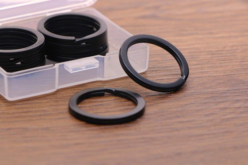 Shapenty 1 Inch/25mm Diameter Metal Flat Split Key Chains Rings for Home Car Keys Attachment (Black,10PCS/Box) - Image 3