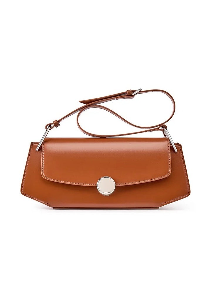 UHURA Brown Longline Bag – Genuine Leather Handbags for Women, Stylish Crossbody Bag with Metal Frame and Kiss Lock Design, Vintage-Inspired Handbag for Everyday Use, Spacious and Durable Shoulder Bag Tote, Perfect for Work, Shopping, or Casual Outings  - Image 3