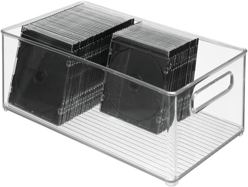 m-design Deep Plastic Storage Organizer Container Bin, Office Organization for Filing Cabinet, Cupboard, Shelves, and Desk - Holds Notepads, Pens, Pencils, Highlighters, and Staplers - 2 Pack - Clear - Image 4