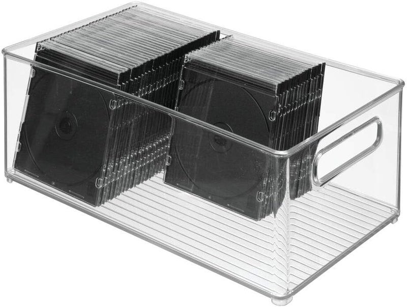 m-design Deep Plastic Storage Organizer Container Bin, Office Organization for Filing Cabinet, Cupboard, Shelves, and Desk - Holds Notepads, Pens, Pencils, Highlighters, and Staplers - 2 Pack - Clear - Image 5