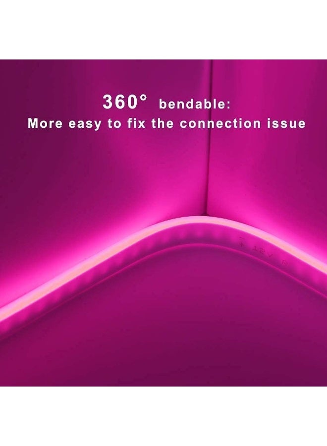 شريط إضاءة LED سيليكون مرن بطول 5 أمتار، لون وردي قريب من البنفسجي، إضاءة ديكورية عالية السطوع، يعمل بجهد 220 فولت تيار متردد - مقاوم للماء بمعيار IP65 مع موصل كهربائي - Image 2