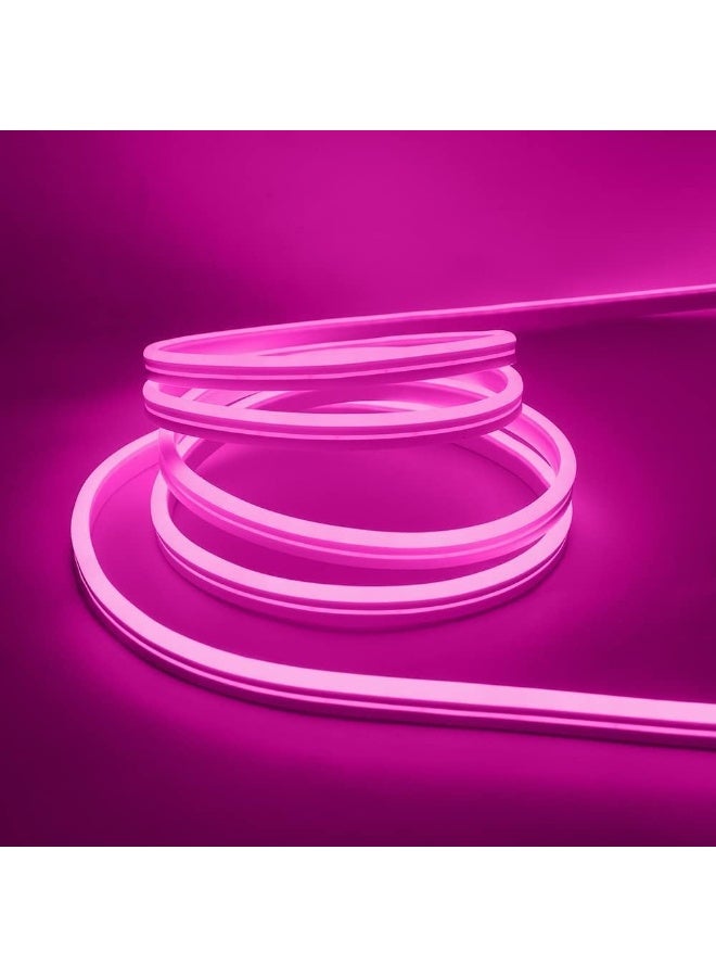 شريط إضاءة LED سيليكون مرن بطول 5 أمتار، لون وردي قريب من البنفسجي، إضاءة ديكورية عالية السطوع، يعمل بجهد 220 فولت تيار متردد - مقاوم للماء بمعيار IP65 مع موصل كهربائي - Image 1