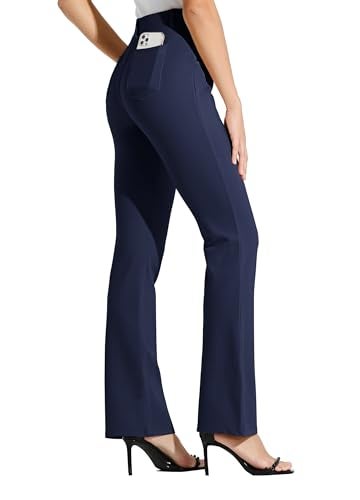 Willit 29" Women's Yoga Dress Pants Bootcut Stretch Work Slacks Office Business Casual Pants Belt Loops 4 Pockets Petite Navy Blue M - Image 2