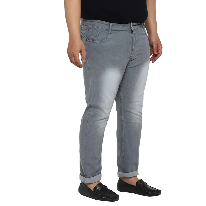 Urbano Fashion  Urbano Plus Men's Light Grey Regular Fit Solid Jeans Stretchable  | Best Price UAE