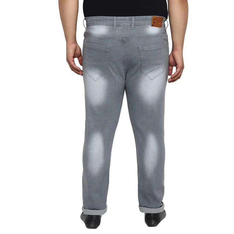 Urbano Fashion  Urbano Plus Men's Light Grey Regular Fit Solid Jeans Stretchable  | Best Price UAE
