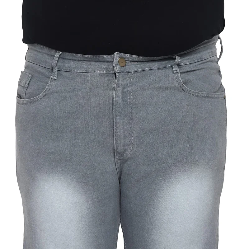 Urbano Fashion  Urbano Plus Men's Light Grey Regular Fit Solid Jeans Stretchable  | Best Price UAE