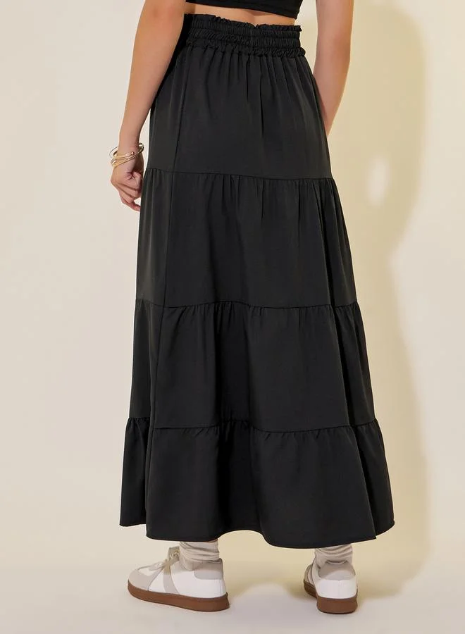 تايك تو Elasticated Waistband A-Line Tiered Maxi Skirts