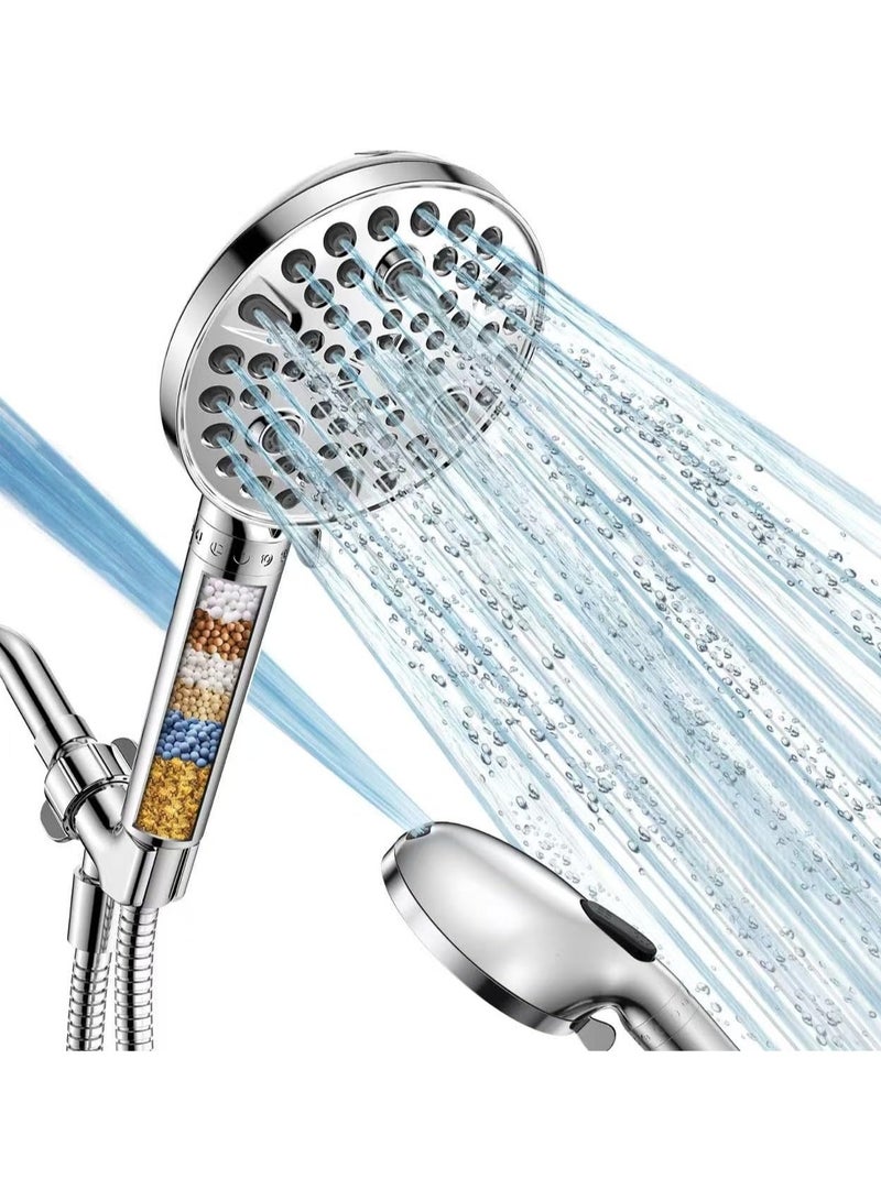 Filtered Shower Head with Handheld, 9 Spray Setting Shower head with Filters - Shower Head for Hard Water Remove Chlorine, Reduce Dry Itchy Skin, Power Wash to Clean Tub, Corner, Pet  - Image 1