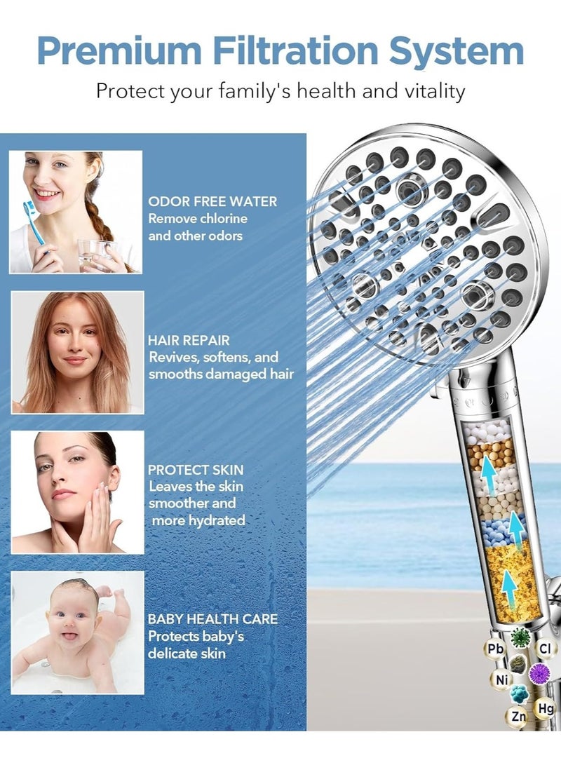 Filtered Shower Head with Handheld, 9 Spray Setting Shower head with Filters - Shower Head for Hard Water Remove Chlorine, Reduce Dry Itchy Skin, Power Wash to Clean Tub, Corner, Pet  - Image 3