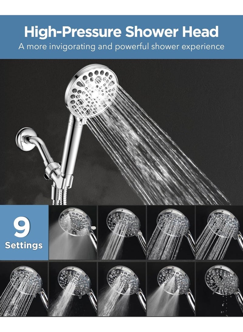 Filtered Shower Head with Handheld, 9 Spray Setting Shower head with Filters - Shower Head for Hard Water Remove Chlorine, Reduce Dry Itchy Skin, Power Wash to Clean Tub, Corner, Pet  - Image 5