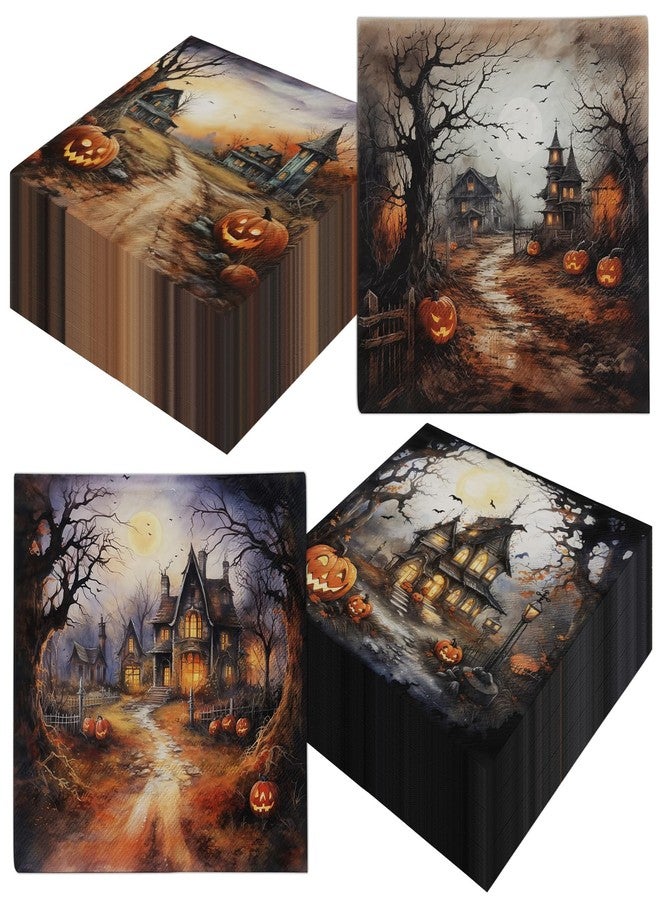 Cextoga Halloween Napkins,Spooky Halloween Decorations 40pcs Happy Halloween Paper Hand Towels Pumpkin Horror House Paper Napkins for Halloween Party Supplies - Image 1