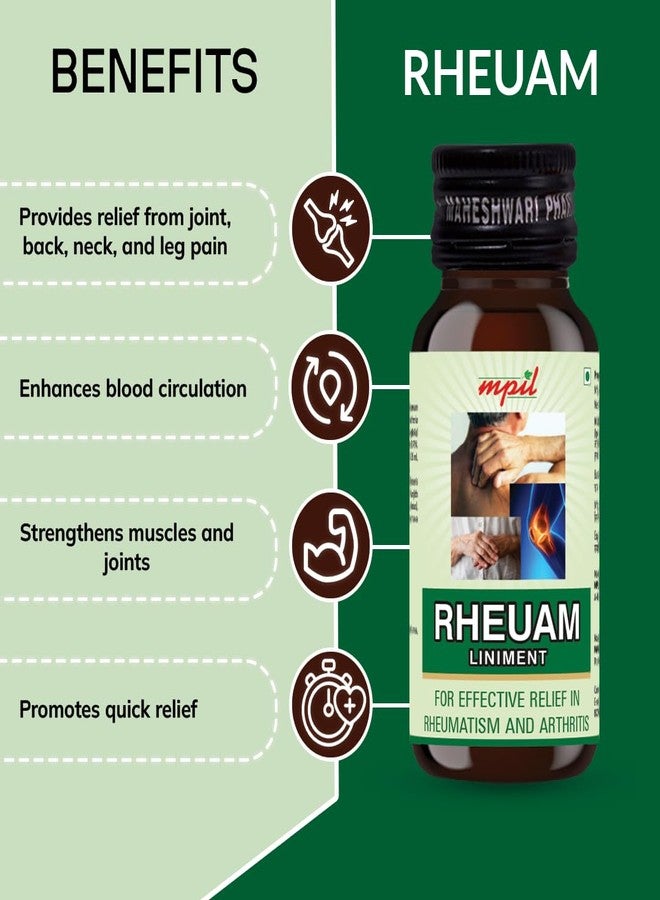 Mpil Rheuam Liniment Oil For Effective Pain Relief in Arthritis | Ayurvedic Oil for Artho Care, Joint Pain, Muscular Pain, Rheumatoid Arthritis & Frozen Shoulder | 60ml (Pack of 1) - Image 3
