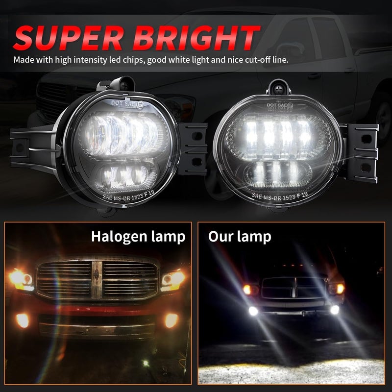 XPCTD LED Fog Lights for Dodge Ram 1500/2500/3500 - Image 4