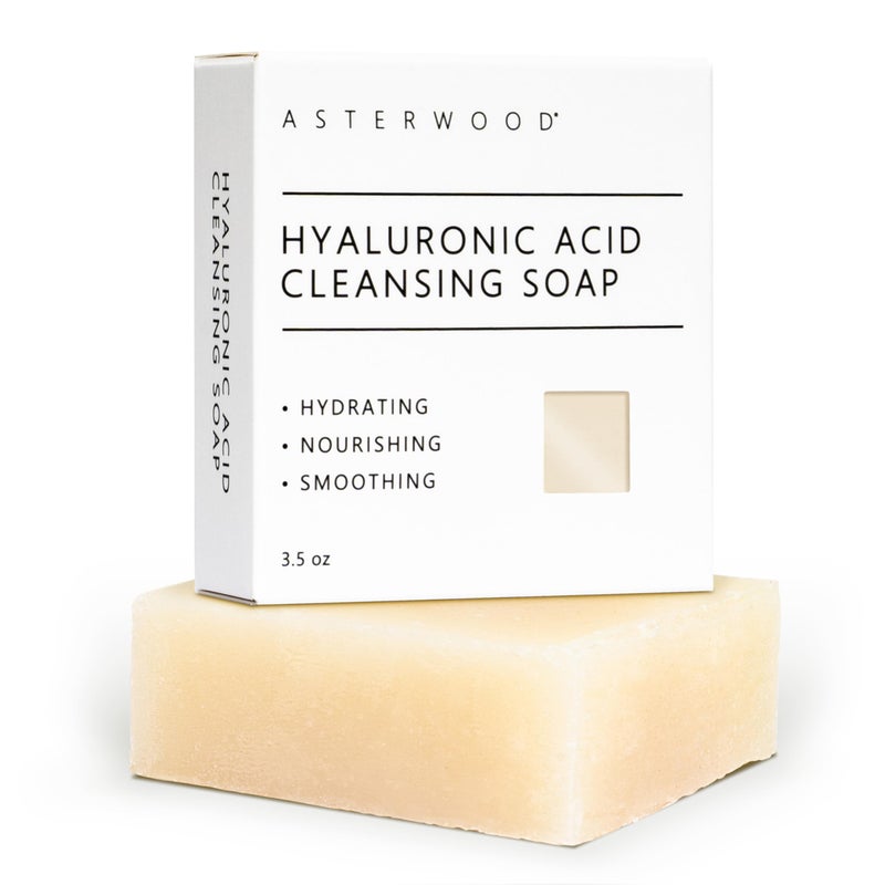 Asterwood Hyaluronic Acid Cleansing Face Soap - Collagen Boosting, Hydrating, Plumping, Soothing - Fragrance-Free - Suitable for Sensitive Skin - 3.5 Oz - Image 1