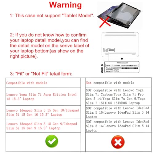 Alapmk Protective Case for Lenovo Yoga Slim 7i Aura Edition Intel 15/Ideapad Slim 5i 15 Gen 10/Ideapad Slim 5i 15 Gen 9/IdeaPad Slim 3i 15 Gen 10/IdeaPad Slim 3X Gen 10 15,Black - Image 2