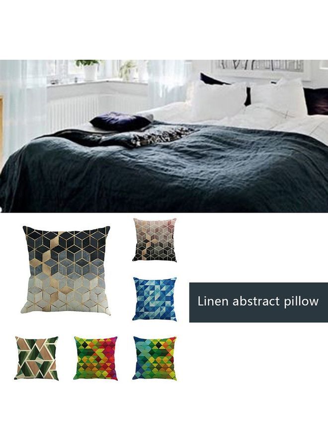 NIBEMINENT Geometric Linen Cotton Cushion Cover Multicolour - Image 2