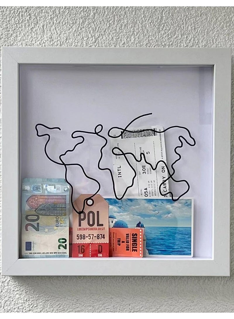 YQbest Travel Box for Memories, Adventure Archive Box, Small Shadow Frame, with Slot Map, Ticket Memory World Map and Plane Design Every Souveni, 8 in  - Image 2