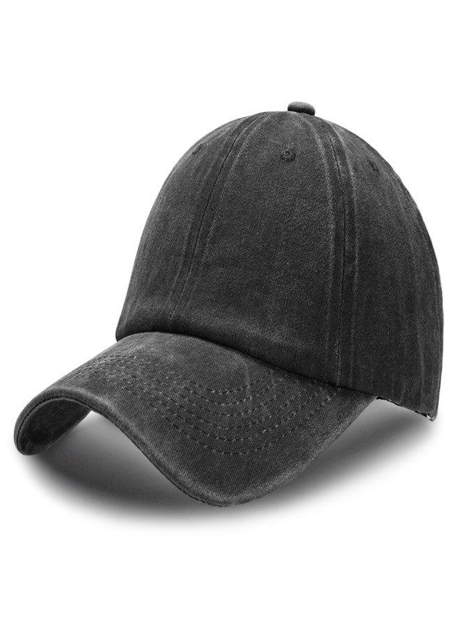 Outink Vintage Washed Baseball Cap for Men Women Adjustable Baseball Hat Classic Distressed Cotton Dad Hat(1Pack, Black) - Image 1