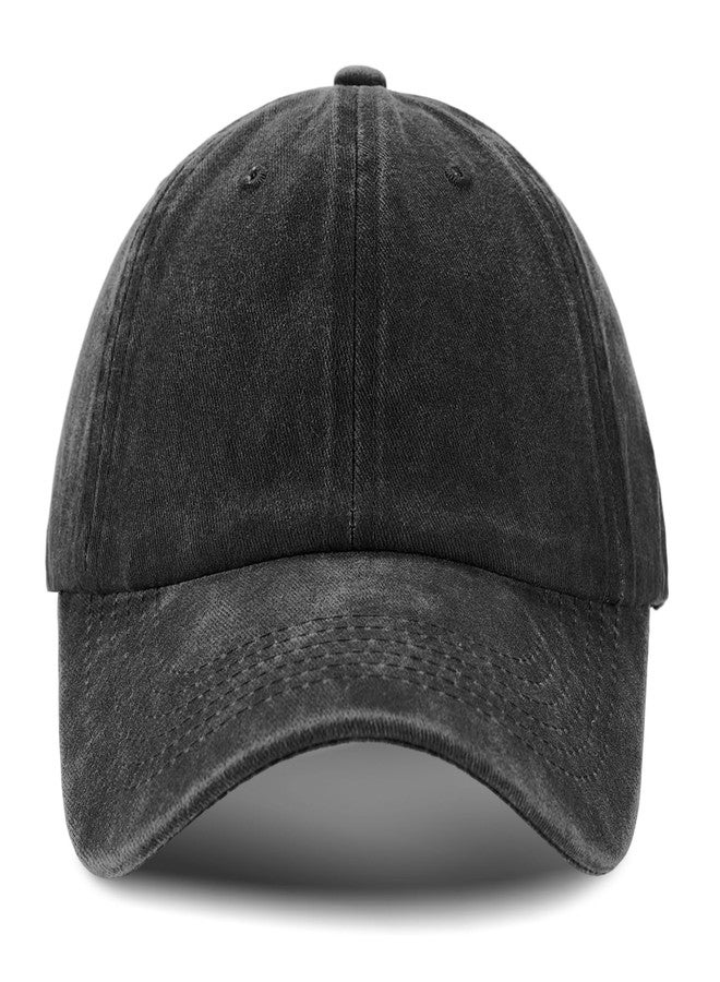 Outink Vintage Washed Baseball Cap for Men Women Adjustable Baseball Hat Classic Distressed Cotton Dad Hat(1Pack, Black) - Image 4
