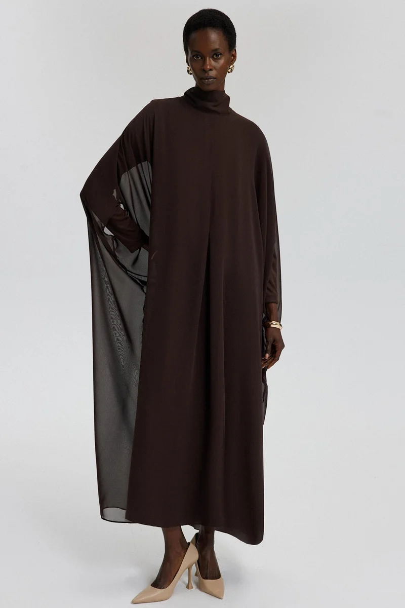 توتشي Touche Bat Sleeve Chiffon Dress