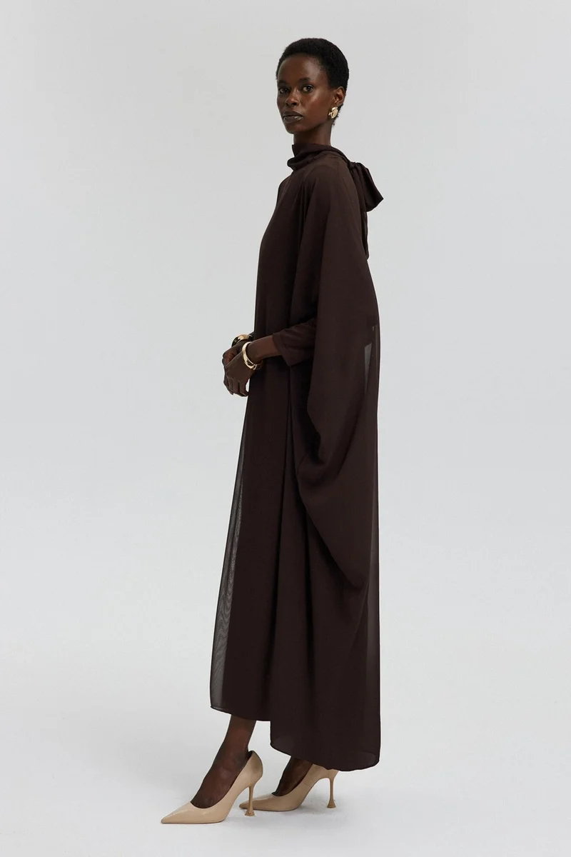 توتشي Touche Bat Sleeve Chiffon Dress
