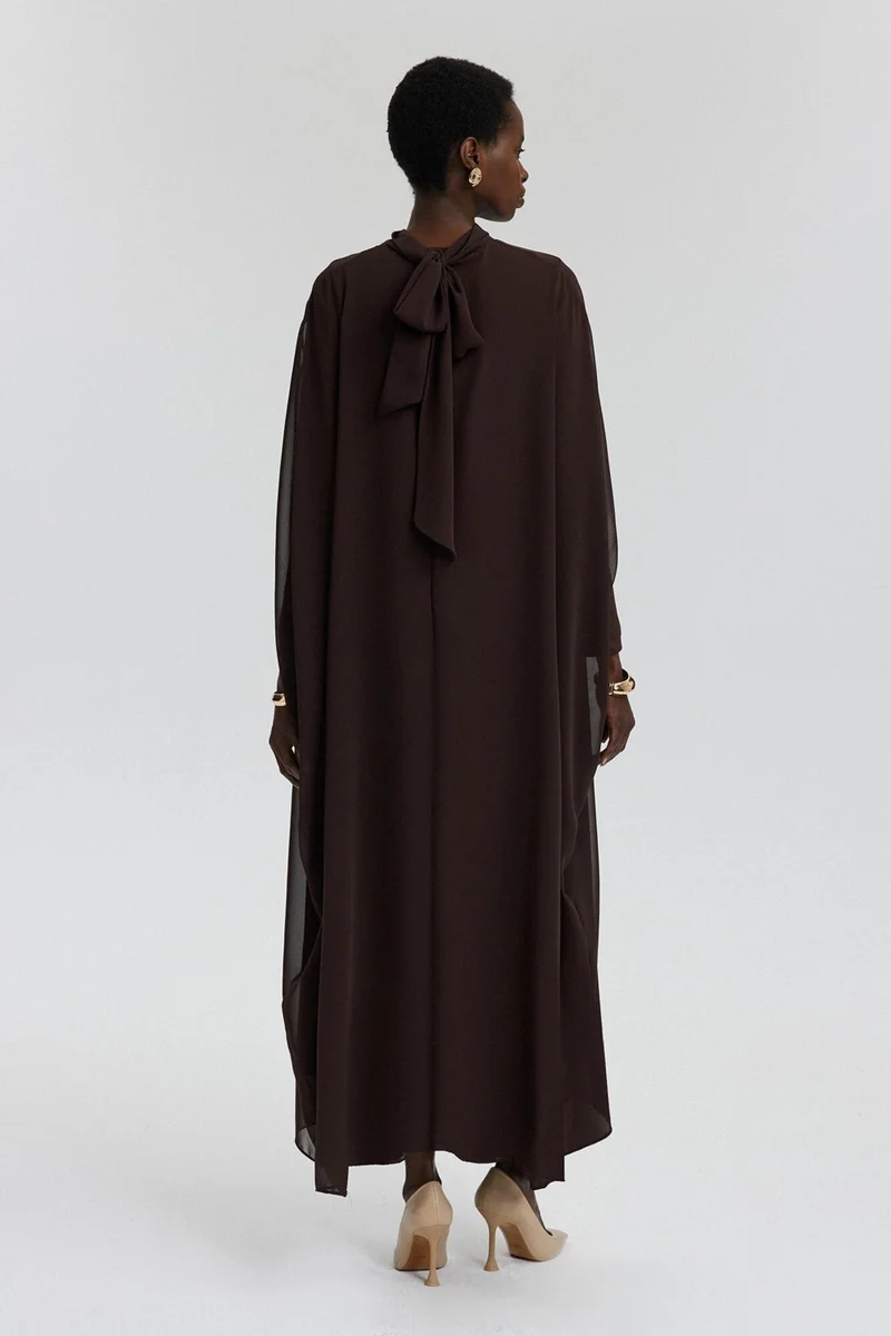 توتشي Touche Bat Sleeve Chiffon Dress