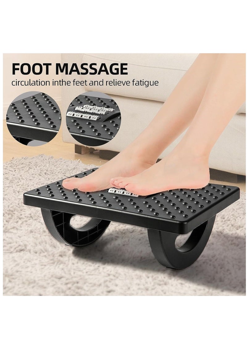إسكدنيا Ergonomic Foot Rest Under Desk, 180° Rocking Desk Foot Stool with Massage Surface, Foot Massager for Home, Office, Relieve Leg Pressure (Grey) - Image 2