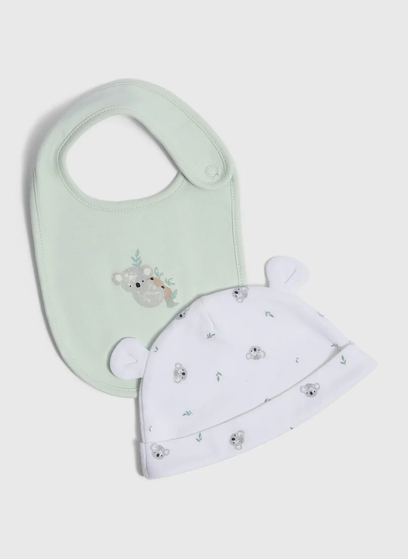 ماتلان Baby Grey Koala Hat & Bib Set