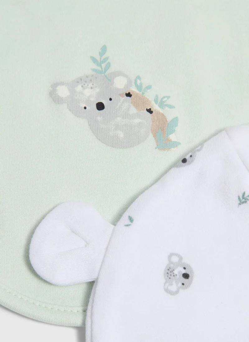 ماتلان Baby Grey Koala Hat & Bib Set