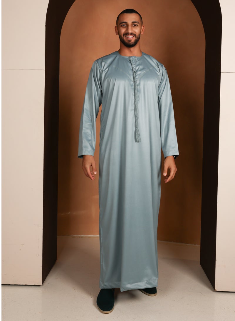 Yigo by Mariam Kandhoura Boudou – Light Teal Emirati Kandhoura – Soft Satin Blend | Elegant & Breathable Traditional Wear - 60 CM - Teal  - Image 1