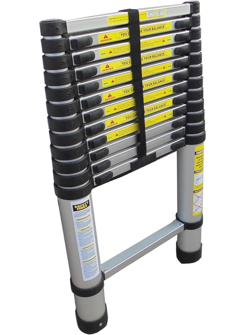 Telescopic Extension Ladder – 3.8 m – 12-Step Aluminum Folding Ladder – Multi-Purpose Use – Portable and Non-Slip - Image 1