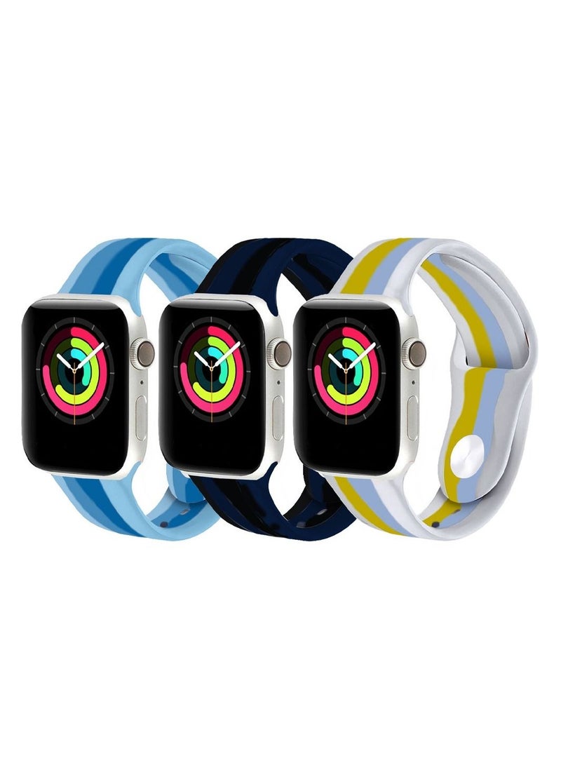 Apple Watch 38mm 40mm 41mm Silicone Replacement Band 3-Pack Rainbow Collection 6 - Image 1
